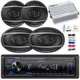 thumbnail image 1 of Kenwood Bluetooth USB AUX AM/FM Spotify Ready Stereo Digital Media Receiver, Pioneer 6x9" 4-Way 450 Watt Car Audio Speakers, 6.5" 3-Way 320 Watt Car Speakers, 4-Ch Amplifier, 8 Gauge Amp Wiring Kit, 1 of 6