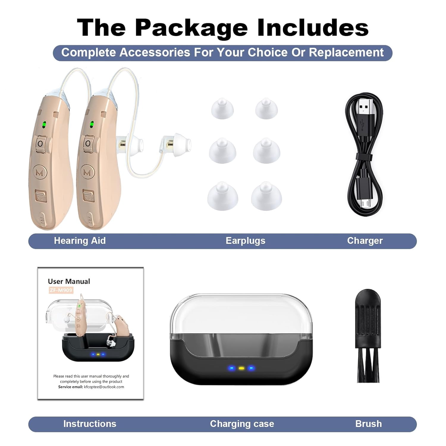 Hearing Aids, Rechargeable Hearing Aid for Seniors Adults with Noise Cancelling, Digital Invisible Hearing Amplifier with Volume Control, Portable Charging Case