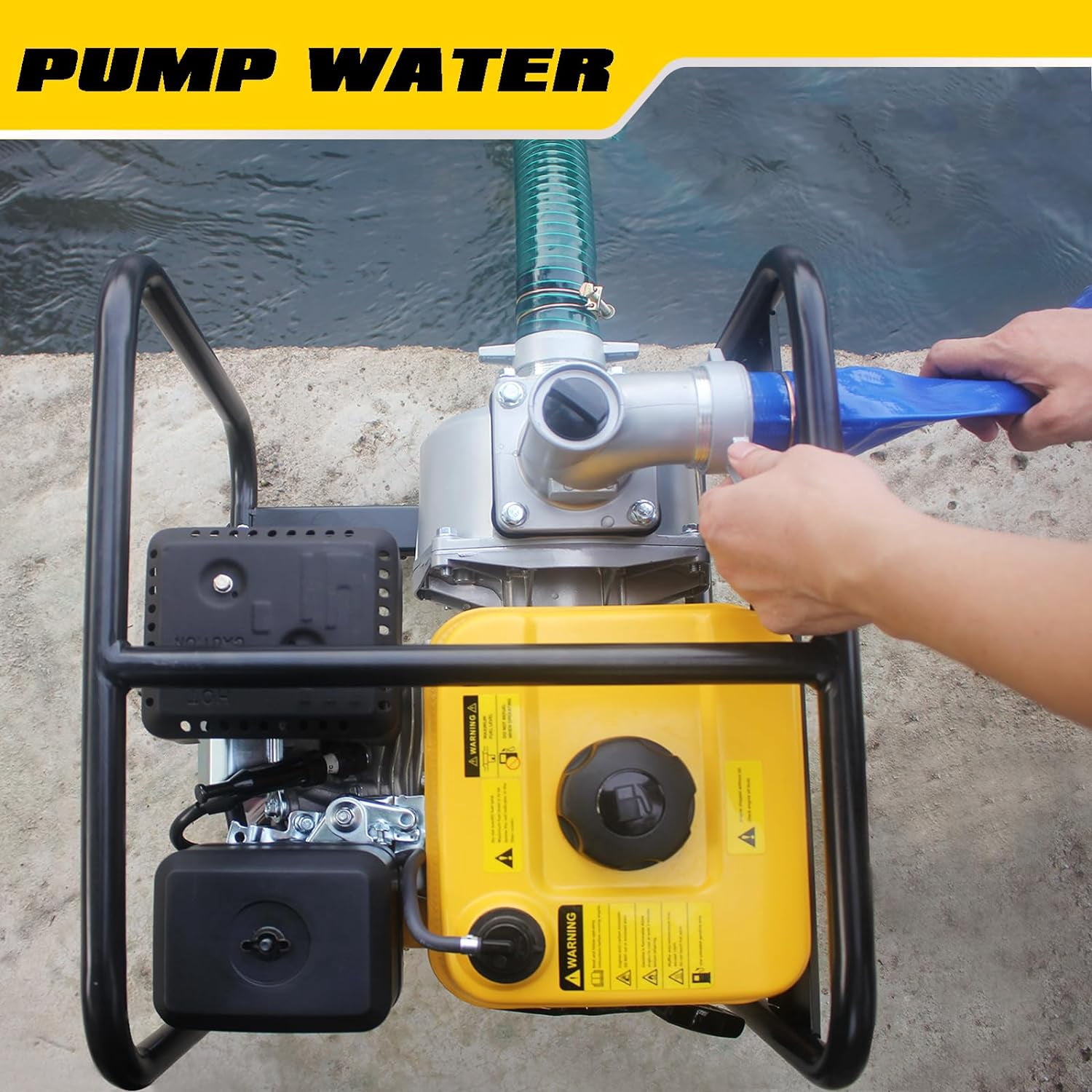 Aceup Energy Portable Irrigation Pump, 7 HP, Gas, 158 GPM Water Transfer Pump