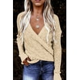 thumbnail image 1 of Women's Apricot Deep V-neck Long Sleeve Knit Sweater, 1 of 9