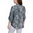thumbnail image 3 of NY Collection Women's 3/4 Sleeve Roll Tab Y Neck Top, 3 of 4