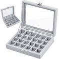 thumbnail image 1 of Joyero con 24 compartimentos, cofre para joyas, expositor con cristal transparente, 1 of 5