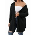 thumbnail image 3 of Essential Solid Fluted Sanding Open Front Knitted Cardigan Sweater for Women Black XXXL, 3 of 8