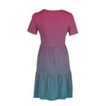 thumbnail image 4 of Erwazi Summer Casual Dresses for Women Swing Short Sleeve T Shirt Dresses Tiered Flowy Beach Mini Dress with Pockets, 4 of 6