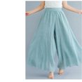 thumbnail image 5 of ZZwxWA Pants Women Fashion Wide Leg Pleated Elastic Comfy Cotton Linen Summer Vacation Cute Relaxed Fit Solid Loose Fit Long High Waist Trousers Green Free Size, 5 of 7