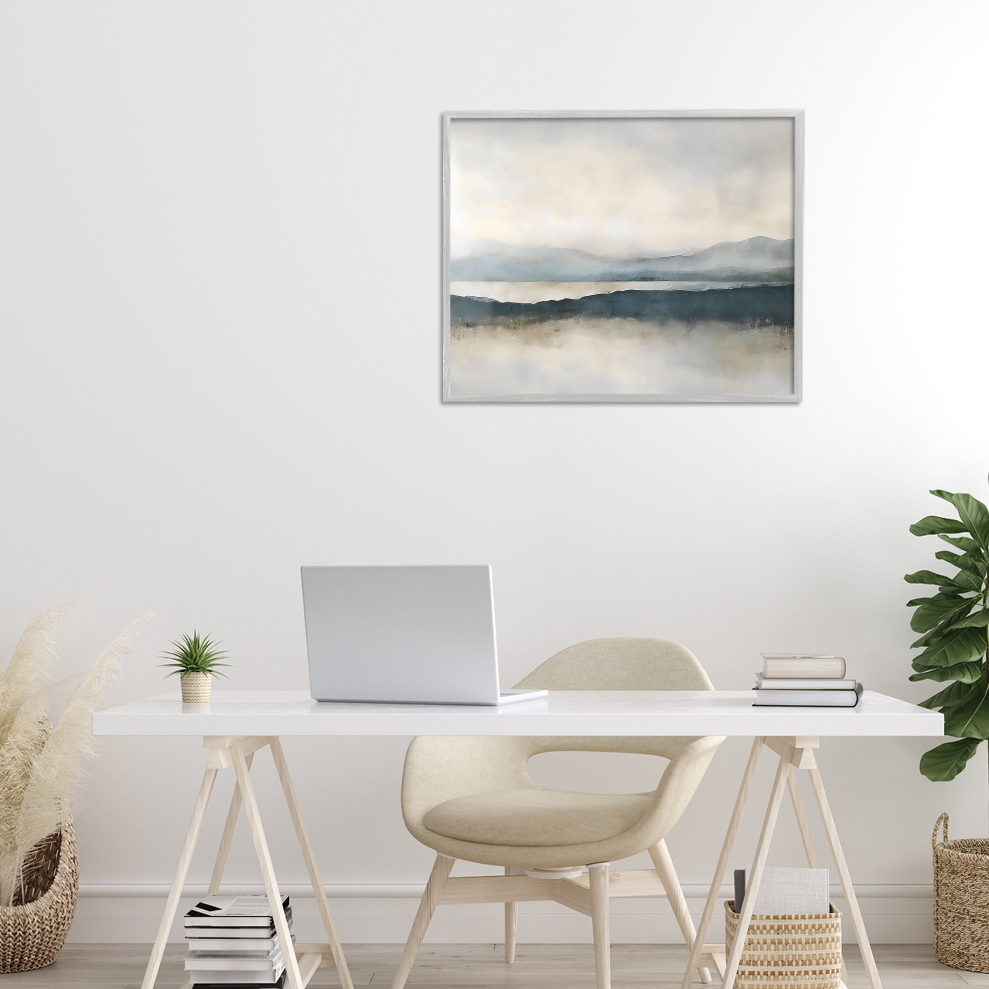 Stupell Industries Muted Horizon Mountainscape Gray Framed Giclee Art, design by Riley B