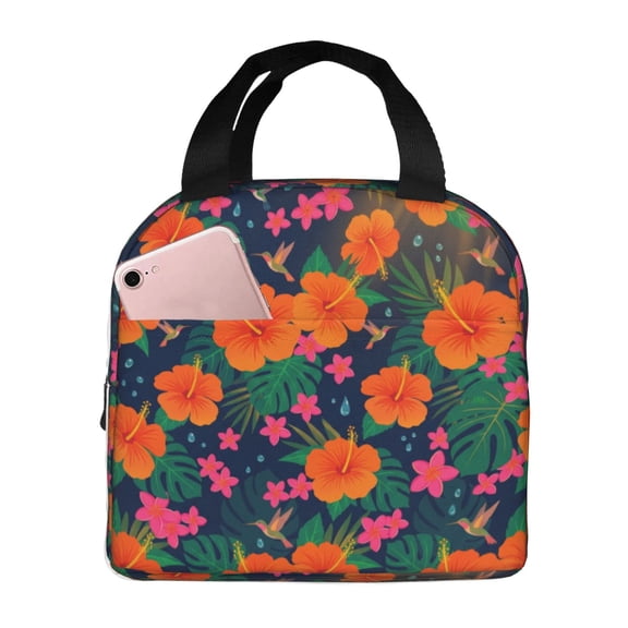 Flower Insulated Lunch Bag, Cute Flower Lunch Tote Bags Reusable Insulated Lunch Box Aesthetic Large Capacity Insulated Cooler For Women Work Travel Picnic