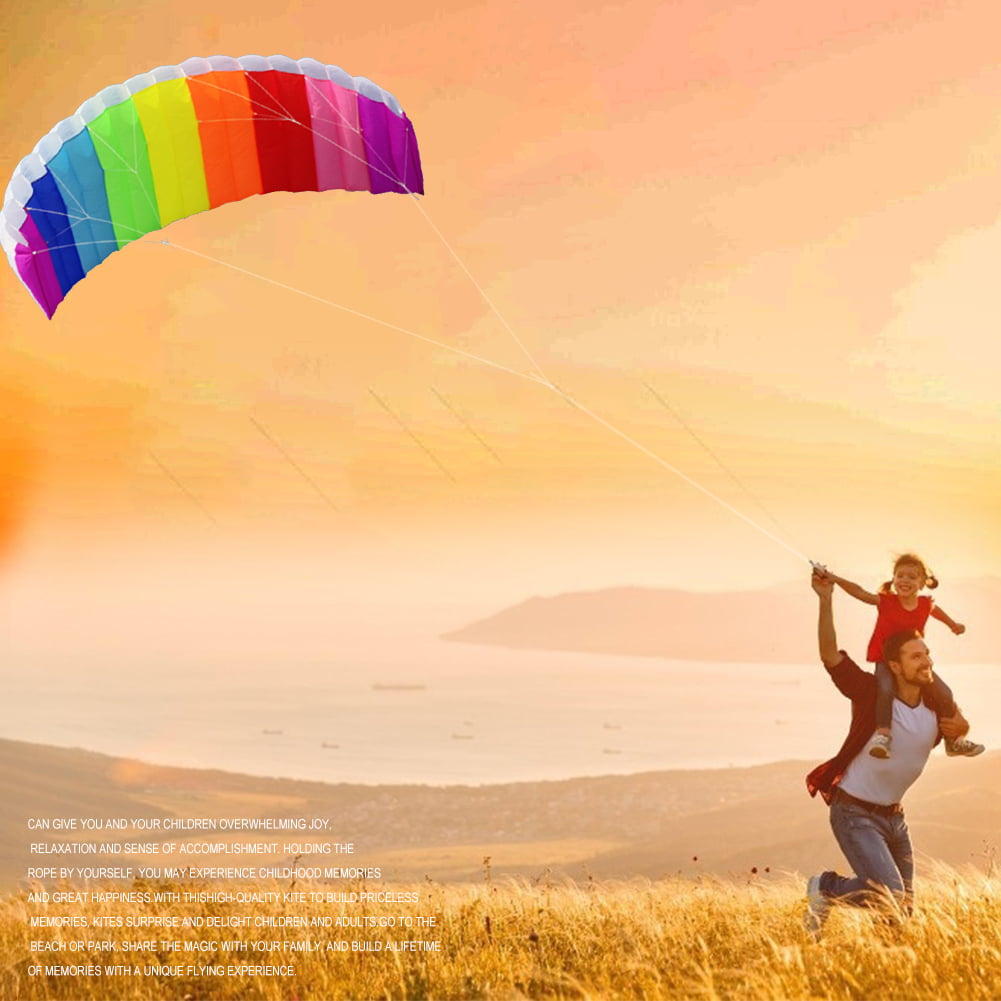 Colorful Gradient Long Tail Rainbow Kite Parafoil Pocket Kite Outdoor Fun T*u 
