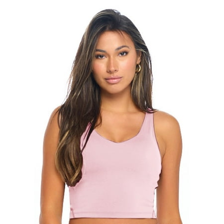 Natural Uniforms Womens Longline Wirefree Padded Medium Support Sports Bra (Small  Pink)