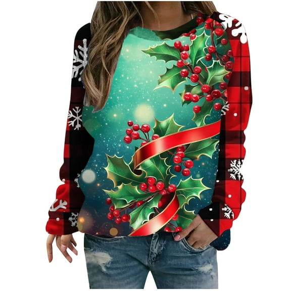 Fall Saving Talove Long Sleeve Shirts for Women Graphic Printed Sweatshirt Fall Fashion Must Haves Fall Outfits Trendy Womens Tops Dressy Casual Christmas Shirts