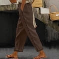 thumbnail image 2 of Nmnitkp Linen Pants Women Fashion 2026 Casual Lightweight Drawstring Elastic Waist Pants with Pockets Brown,L, 2 of 8