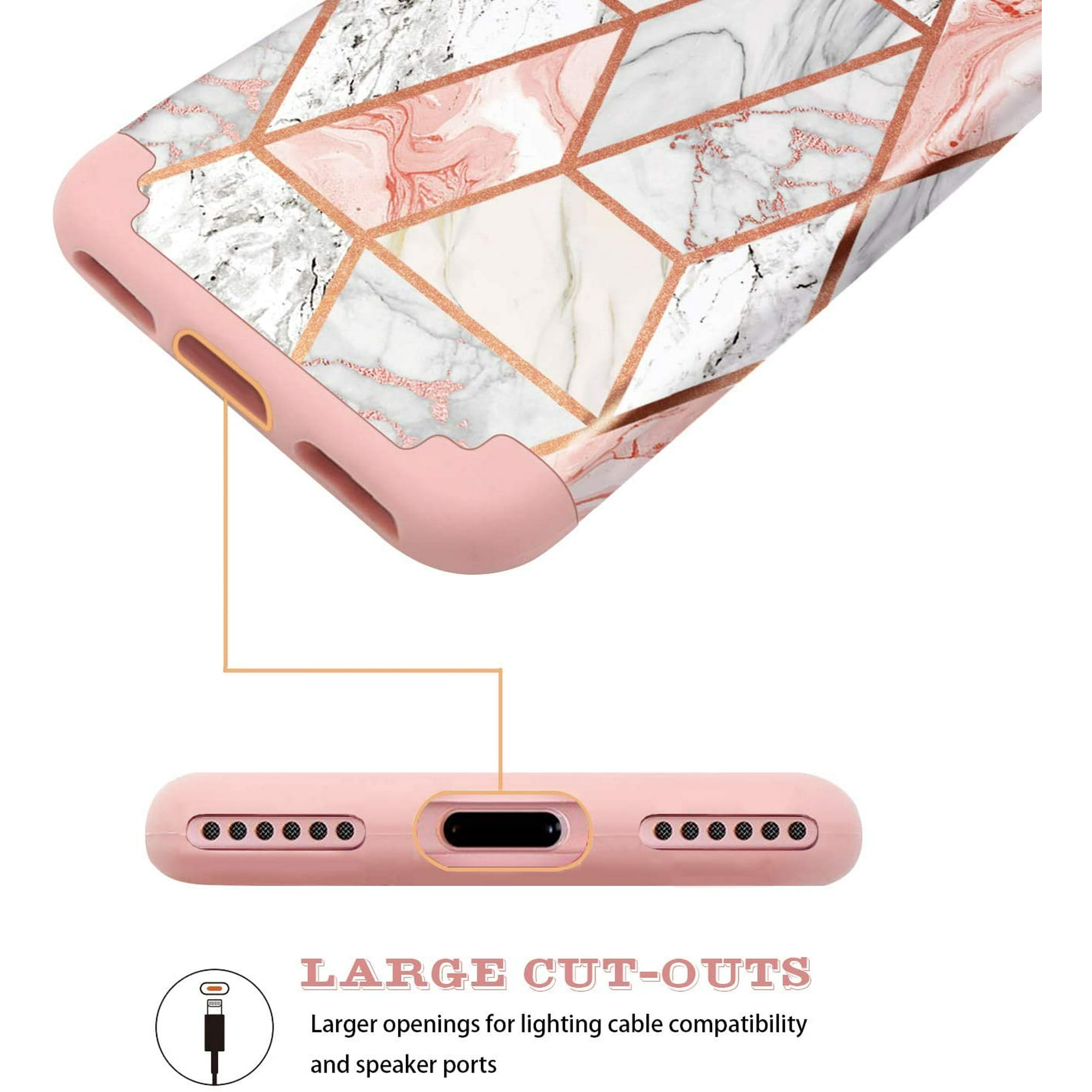 Iphone 7 Case Iphone 8 Case Fingic Rose Gold Marble Design Shiny Glitter Bumper Hybrid Hard Pc Soft Rubber Silicone Walmart Canada