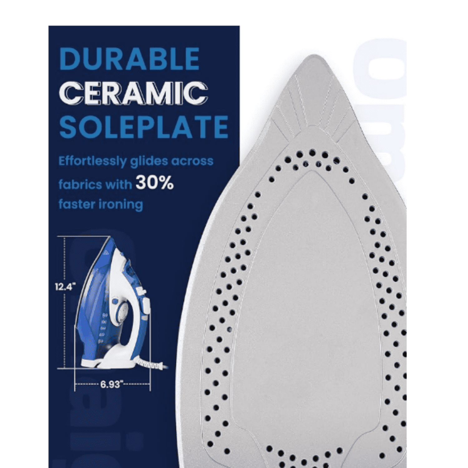 Steam Iron for Clothes, 1500W Clothes Iron with 3-Way Auto-Off, Non-Stick Ceramic Soleplate, Iron for Clothes with 11.84oz Water Tank, Self-Cleaning, Anti-calc, White