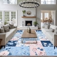 thumbnail image 3 of 8'x10' Area Rugs, Blue Pink Floral Indoor Outdoor Area Rug for Living Room Bedroom, Farmhouse Vintage Botanical Washable Bathroom Rugs Kitchen Floor Carpet Mats Home Decor Aesthetic, 3 of 8