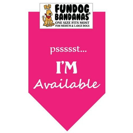 Fun Dog Bandana - Pssst ..... Je suis disponible! - Taille unique pour Med à Lg Chiens, écharpe animal rose chaud