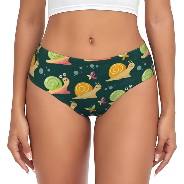 Fotbe Snails And Butterfies Calzones Estampados para Mujer – Ropa Interior de Algodón, Cómoda, Suave y Elástica-X-Large