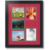ArtToFrames Collage Photo Picture Frame with 5 - 4x5" Openings, Framed in Black with Rouge and Black Mats (CDM-3926-258)
