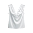 thumbnail image 4 of LNWUY Women's Silk Satin Camisole Tank Tops V Neck Pleated Dressy Casual Sleeveless Blouses Summer Business Work Shirts White S, 4 of 6