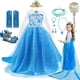 thumbnail image 2 of Disfraz de Elsa de la reina de las nieves para niña, Vestido de princesa de Disney para fiesta de carnaval, Vestido de Frozen, tren largo para niña de 2 a 10 años, Vestido de fiesta de cumpleaños, 2 of 5