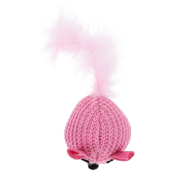 IBASETOY Pink Plush Mouse Toy for Cats Portable and Wearresistant Treat Toy for Pets 3.5 Inches
