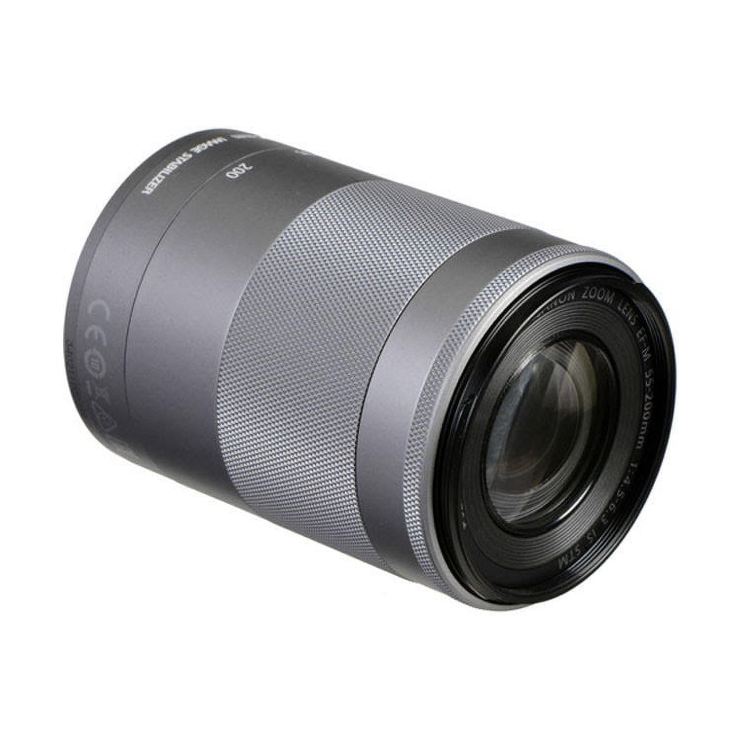 Canon EF-M 55-200mm f/4.5-6.3 IS STM Lens (Silver) + Hood 