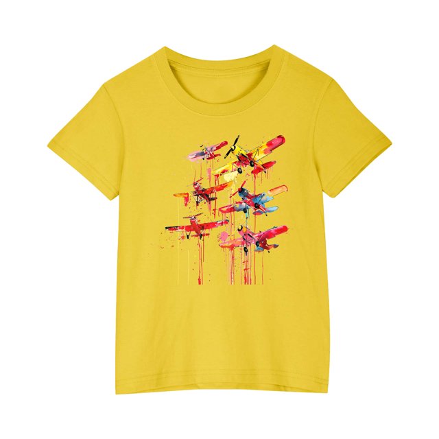 RXIRUCGD 2025 Vêtements d'Été pour Enfants T-shirt Imprimé Mode Mignon Col Rond Manches Courtes