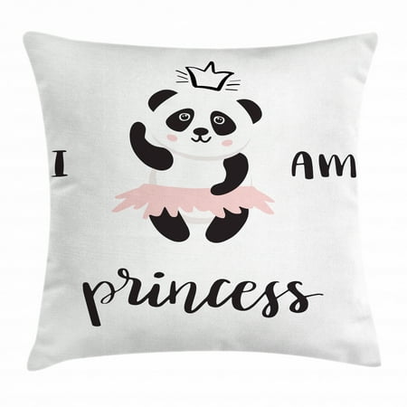 I Am A Princess Throw Pillow Cushion Cover Funny Ballerina Panda