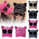 thumbnail image 3 of Gorro con orejas de gato Gafas de sol femeninas Gorro de béisbol con gafas de sol Versátil, 3 of 3