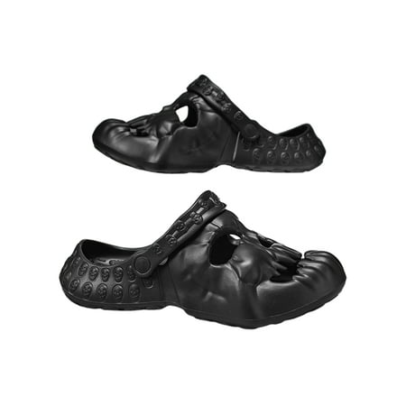 

Daeful Mens Clogs Summer Beach Shoes Closed Toe Slide Sandals Comfort Slip On Shower Sandal Men Skull Design Black 9.5-10.5
