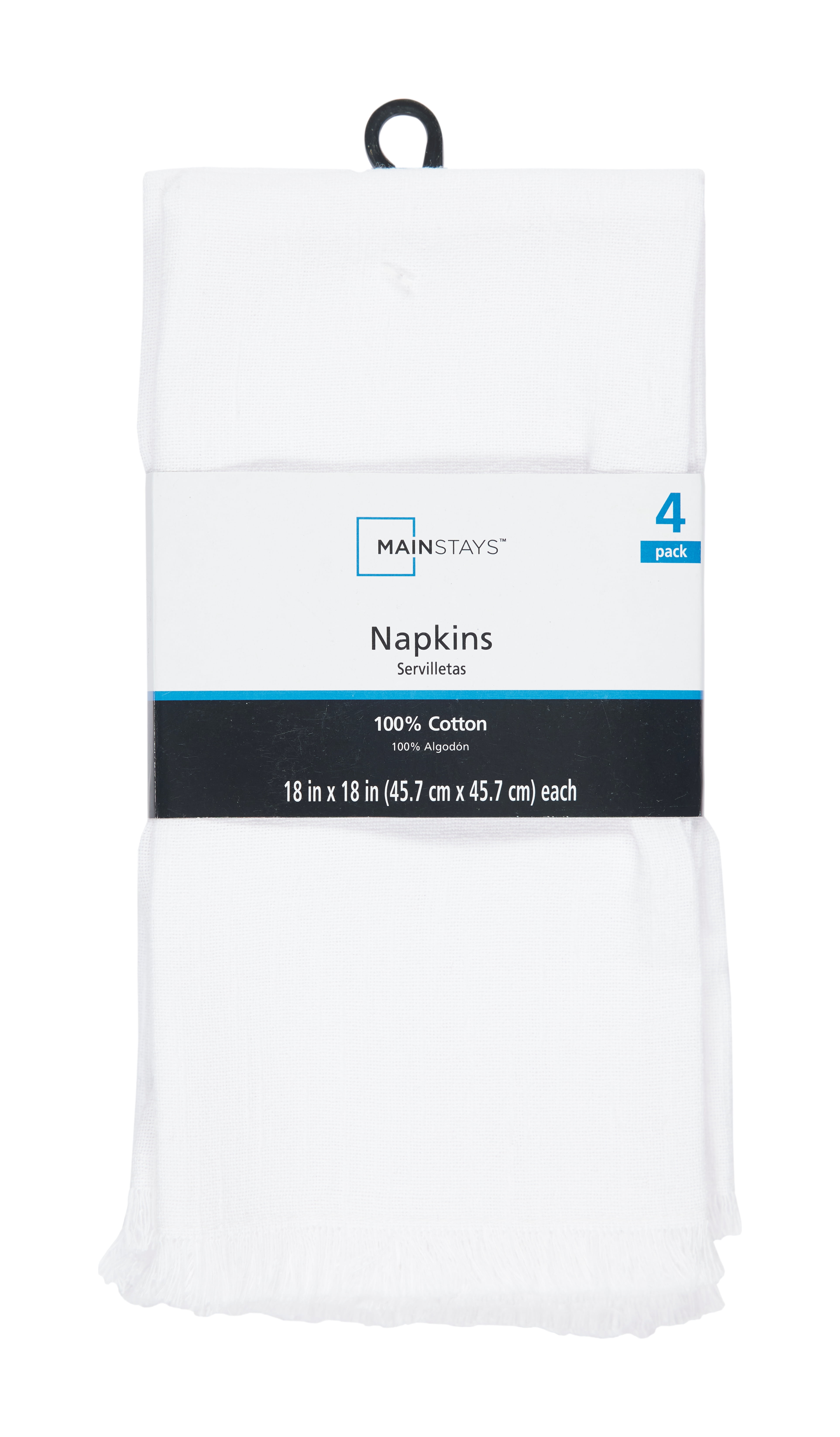 (2 pack) Mainstays 4 Pack Solid White Napkin Set - 18" x 18" - 100% Cotton