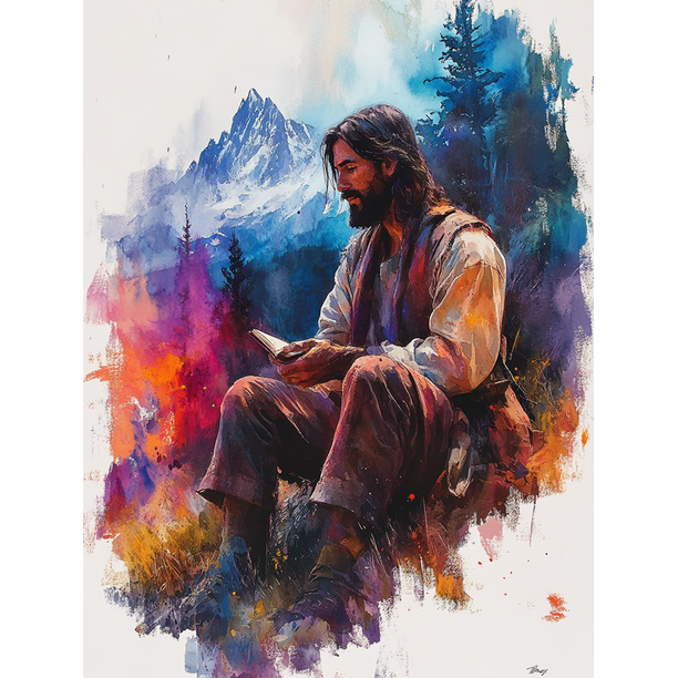 Qisvanset Framed Canvas Wall Art 12x16 Inch Jesus Disciples Colorful Watercolor Bible Art