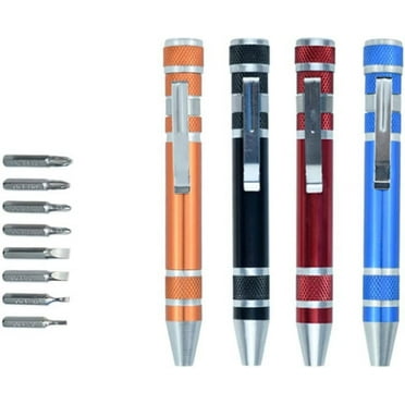 Treedix 8-in-1 Pen Screwdriver Multi-function Tool Kit Handy Tools Repair Tool（Black，Red，Blue，Orange）