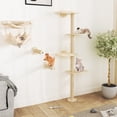 thumbnail image 5 of Dextrus Floor to Ceiling Cat Tree, Tall Scratching Cat Tower Post and Perches with 5-Tier Floor for Climbing Activity, Wooden Mounted Cat Wall Shelf Furniture with Cozy Bed for Indoor Cats, 78 inch, 5 of 7