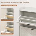 thumbnail image 6 of Vinform Shoe Storage Cabinet with 2 Flip Drawers for Entryway, Farmhouse Wood Shoe Cabinet, Freestanding Narrow Shoe Rack Organizer with Metal Legs for Hallway Living Room (Gray), 6 of 7