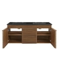 thumbnail image 6 of Wall Mount Double Sink Vanity Cabinet, Walnut Black, Wood, Mid Century Hotel Bedroom Bathroom, Modern Contemporary HB34083, 6 of 11