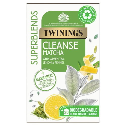 Twinings Superblends Cleanse Matcha 20's, British Import (Pack of 3)