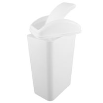 LOLIPPYY Slim White Plastic Trash Can with Swing Lid for Kitchen, Bathroom, and Bedroom Use