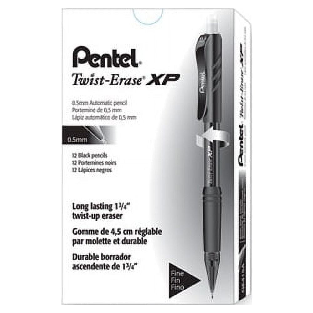 Twist-Erase EXPRESS Mechanical Pencil 0.5 mm, HB 2.5, Black Lead, Black Barrel, Dozen