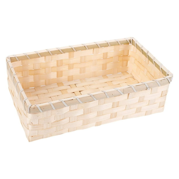 Bandeja rectangular tejida para servir, contenedor para comida y refrigerios para mesa de restaurante. 26x16x8CM
