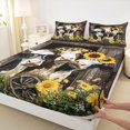 thumbnail image 3 of Castle Fairy Kawaii Cow Twin Sheet Sets 3pcs for Children Teens Adults,Farmhouse Cottage Animal Twin Fitted Sheet Microfiber,Chic Floral Flowers Sunflowers Breathable Flat Sheet, 3 of 7