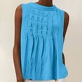 thumbnail image 2 of Tops para mujer,Blusa de lino para mujer, blusa plisada con cuello en V, mezcla de algodón y lino, camiseta holgada de manga larga para uso informal, sopatenor, 2 of 9