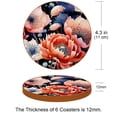 thumbnail image 3 of Plant Set of 6 Microfiber Leather Round Coasters, 11x11 cm/4.3x4.3 Inches, Drink Coasters for Table, Easy to Clean Beverage Coasters, 3 of 6