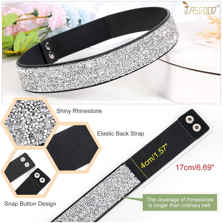 Rhinestone Elastic Belt for Women,Stretchy Shiny Crystal  display picture 1