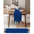 thumbnail image 3 of Blue Christmas Tree Burlap-Cotton Table Runner 72 Inches Long,Xmas Tree Cute Snowflake Farmhouse Table Runners,Outdoor Dining Tablecloths Decor for Baby Shower/Party/Wedding 13x72, 3 of 9
