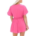 thumbnail image 2 of Casual V Neck Womens Summer Short Rompers Tie Front Wide Leg Jumpsuit, 2 of 5