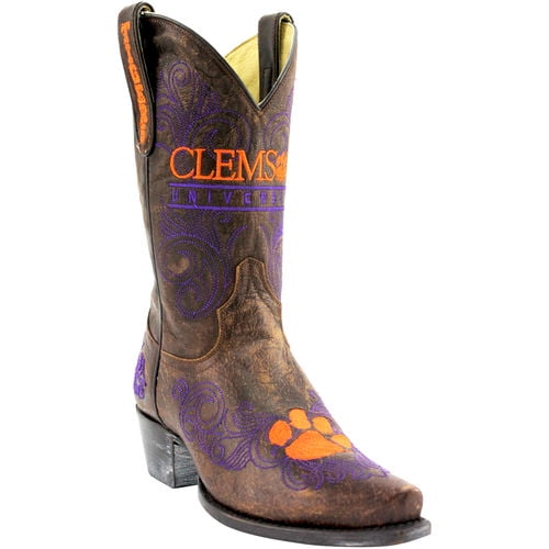 Gameday Boots Womens 10" Short Brass Leather Clemson Cowboy Boots (10.5) 3568 by