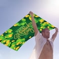 thumbnail image 3 of LSLJS St. Patrick's Day Banner Backdrop Decorations,35"x59" Fabric Green Leaves Trefoil Pattern Photo Background Irish Festival Flags Luck Green Yard Sign Spring Banners for Outdoor Party, 3 of 5