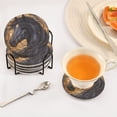 thumbnail image 5 of Haosy Set of 6 Drink Woven Coaster with Holder Heat Resistant Non-Slip Bar Coasters 4 Inches Black Horse with Stars, 5 of 7