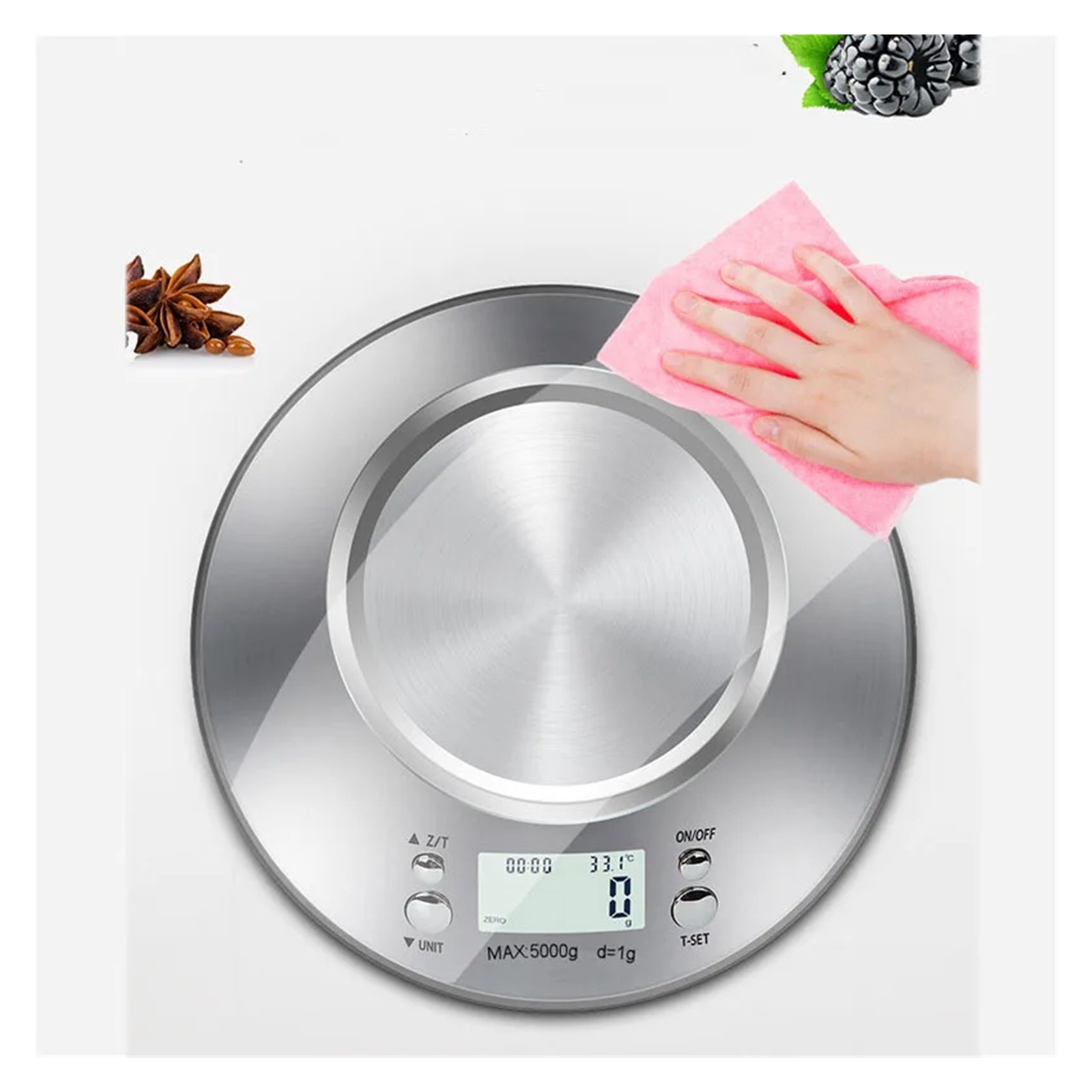 5Kg/1g 3kg/0.1g Kitchen Scale with removable tray SS Food cooking fruit Electronic digital Balance Measuring LCD Weighing tools - High Precision