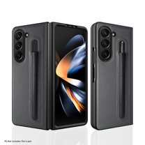 ELEHOLD Luxury Leather Case for Samsung Galaxy Z Fold 5 with Pen Slot Holder Shockproof Anti-Scratch Fullbody Protective Folding Case for Samsung Z Fold 5,Gray
